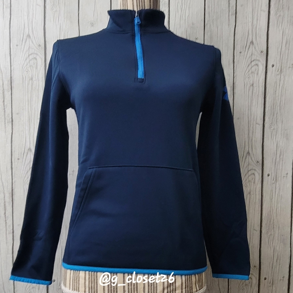 Under Armour Navy Half-Zip Pullover with Bright Blue Zipper